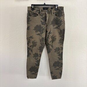 Lucky Brand Mid Rise Ankle Skinny Ava Floral Jean - Olive/Black - Size 12